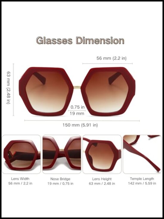 Vintage 60s 70s Oversized Hexagonal Retro Sunglasses UV400 main image 6